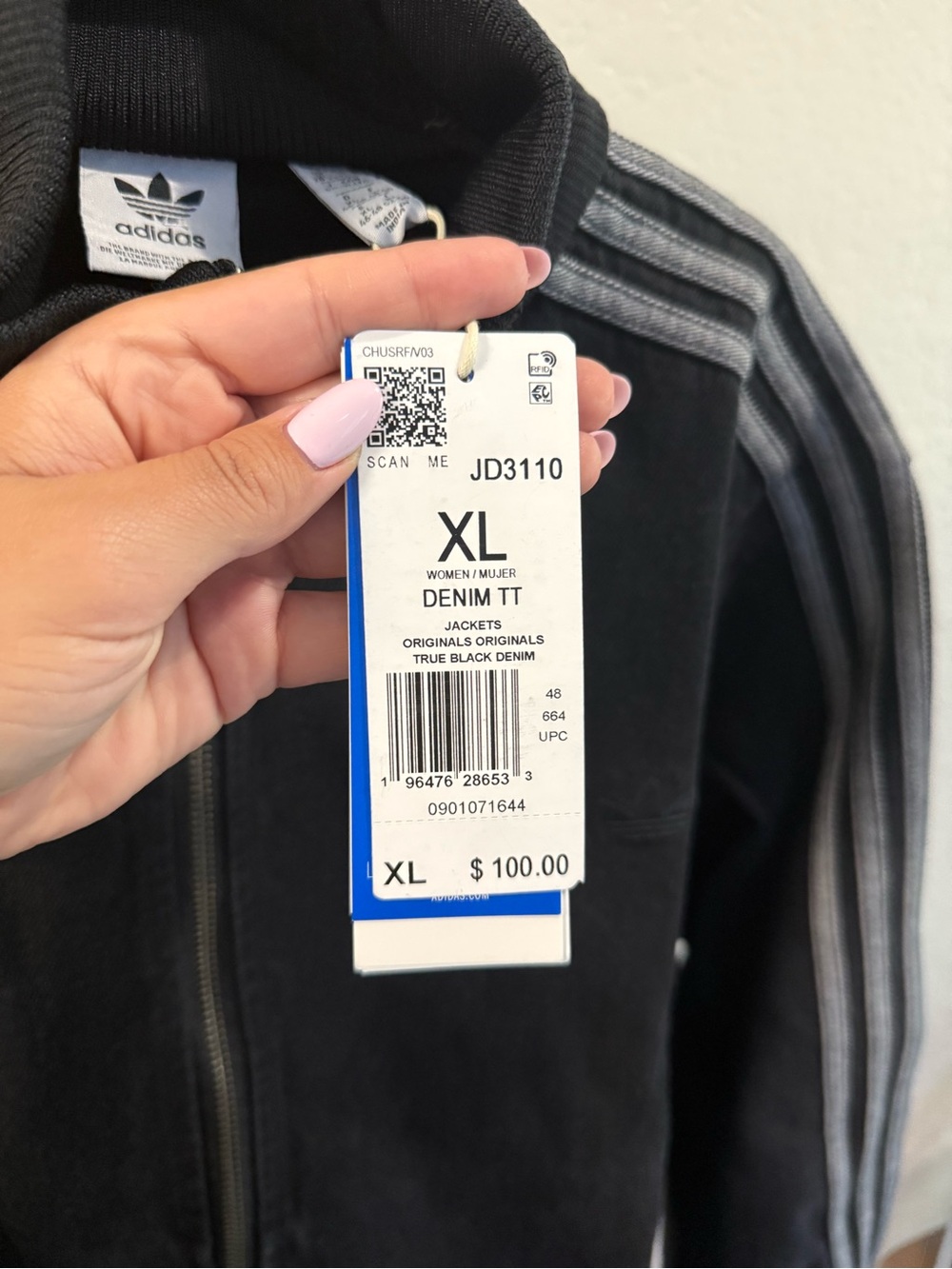 Adidas Black Denim Jacket - Picture 4 of 10